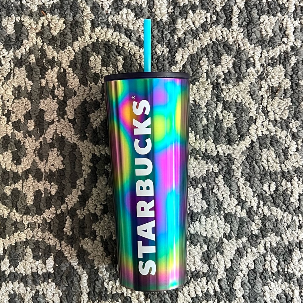 Starbucks 2023 Fluorescent Rainbow Tumbler with Straw (24 oz)